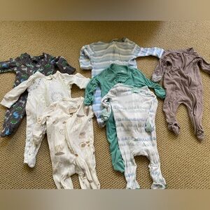 0-3 pajama bundle of 7: goumi organic, Burt’s bees, cloud island and carters